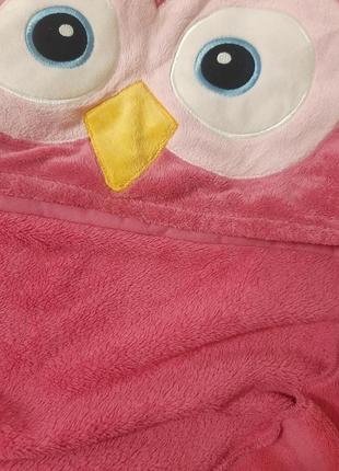 Большое плюшево-флисовое  одеяло, плед,полотенце   с теплым капюшоном "сова "6 фото