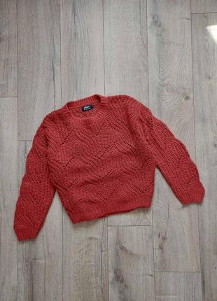 В'язаний светр оверсайз велика в'язка об'ємний вязаный свитер крупная вязка объемный