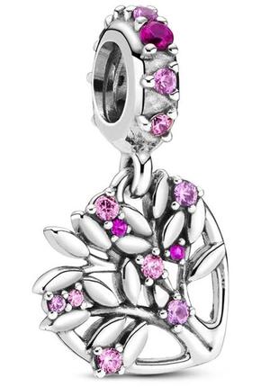 Серебряная бусина pandora семейное дерево-сердце