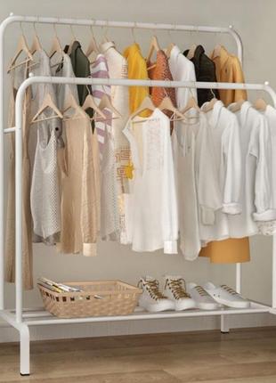 Двойная стойка для одежды белого цвета double floor hanger1 фото