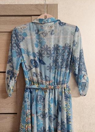 Очаровательное шифоновое платье-миди🔹голубой анамалистический принт kate-lily(размер 36-38)8 фото