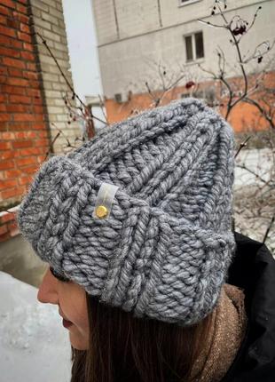 Шапка, шапка ручной работы, объемная шапка,зимняя шапка,теплая шапка,женская шапка4 фото