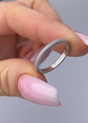 Серебряное кольцо-дорожка (родий / позолота)1 фото