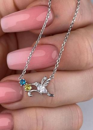 Подвеска серебряная патриотичная с птичкой