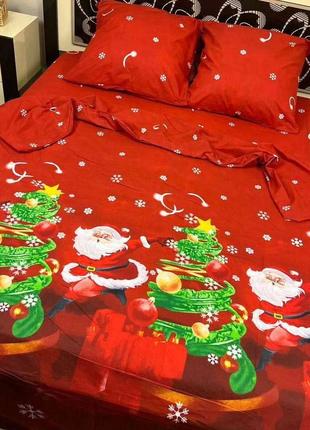 Комплект качественного постельного белья, новогоднее постельное белье бязь, хлопок, подарок на новый год