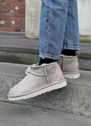 Женские угги ugg ultra mini light grey хит 20232 фото