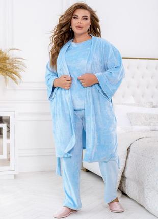 Домашний велюровый костюм 3-ка, пижама2 фото