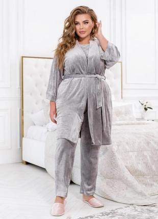 Домашний велюровый костюм 3-ка, пижама10 фото