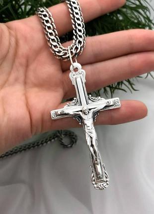 Крестик серебряный большой