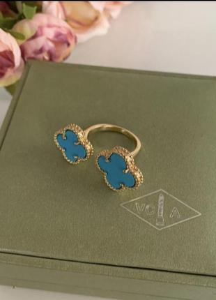 Кольцо  стиль ванклиф vancleef, покрытие золотом au 750 ­
