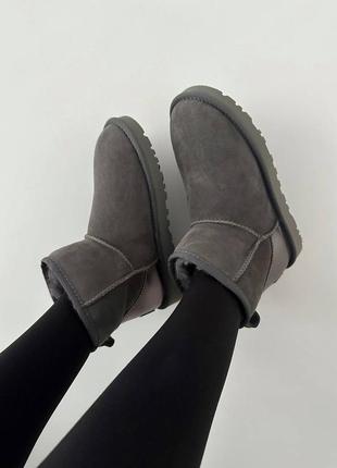 Ugg mini graphite grey lacquer premium  жіночі угги9 фото