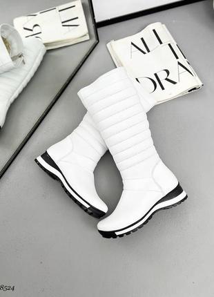 Жіночі чоботи з натуралтної шкіри білого кольору зимові