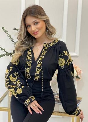 Колоритная блуза вышиванка, украинская вышиванка, этатно рубашка с вышивкой7 фото