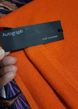 Яркий оранжевый кашемировый шарф5 фото