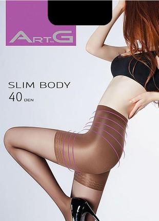 Эластичные корректирующие колготки body slim 40 den с высокой талией artg с утяжкой