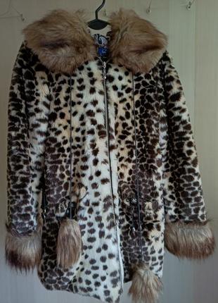 Эко-шубка для подростка леопардовая на зиму.