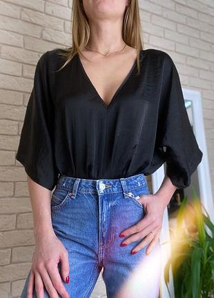 Чорне боді блузка zara кажан