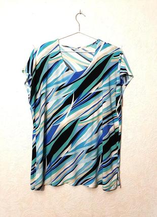 George блуза большой размер 54-56-58 батал короткие рукава голубая-белая-салатовая-чёрная женская