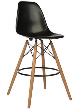 Стул высокий черный, ноги дерево тауэр вуд