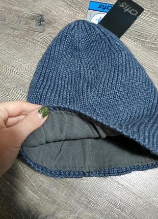 Нова шапка з биркою кольору синій джинс, всередині на флісі.5 фото