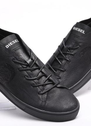 Кеди кросівки чоловічі шкіряні diesel black pirate8 фото