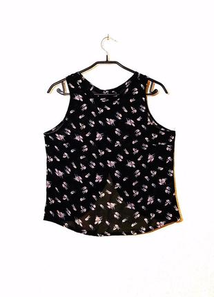 Glamorous красивая шифоновая блуза чёрная цветные птички, без рукавов, спинка на застёжке женская2 фото