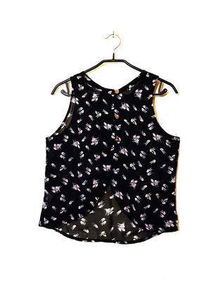 Glamorous красивая шифоновая блуза чёрная цветные птички, без рукавов, спинка на застёжке женская5 фото