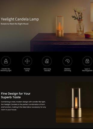 Атмосферна декоративна лампа-свічка нічник yeelight3 фото