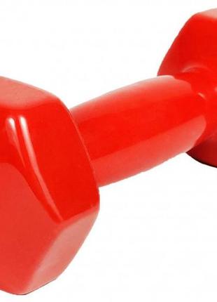 Гантель для фитнеса 2 кг easyfit с виниловым покрытием красная (1 шт)1 фото