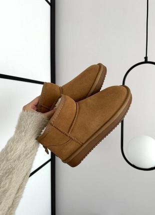Угги замш с мехом коричневые ugg ultra mini ginger suede