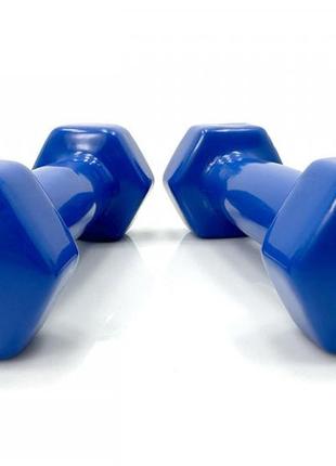 Гантель для фитнеса 1.5 кг easyfit с виниловым покрытием синяя (1 шт)2 фото