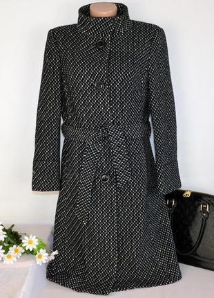 Брендовое демисезонное пальто с поясом и карманами principles болгария шерсть1 фото