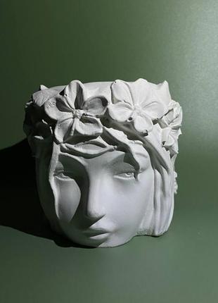 Унікальне гіпсове кашпо для рослин у мінімалістичному стилі, грецької принцеси для моха3 фото