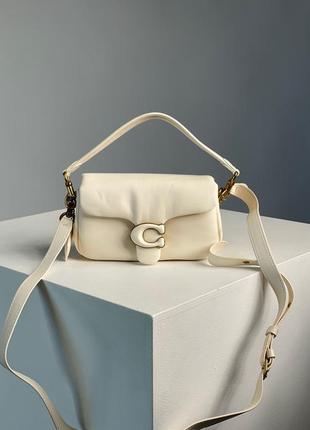 Стильна жіноча сумка coach leather з якісної шкіри в світлому бежі6 фото