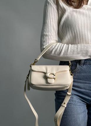 Стильна жіноча сумка coach leather з якісної шкіри в світлому бежі5 фото