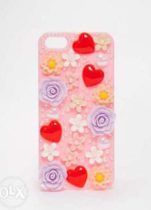 Нежный трендовый розовый чехол с декором на iphone 5 / 5s asos
