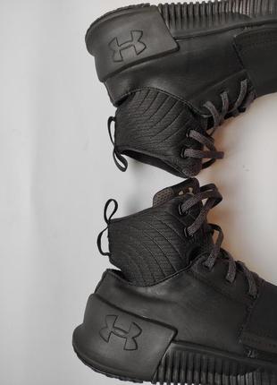 Черные высокие кроссовки хайтопы ботинки кожзам с черной подошвой на липучках under armour ultimate6 фото