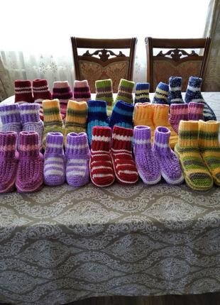 Носки для деток и взрослых ручная работа разные цвета и размеры