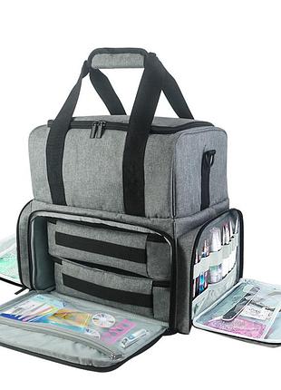 Сумка органайзер мастера маникюра для хранения маникюрных принадлежностей серая ( код: ibh050s )