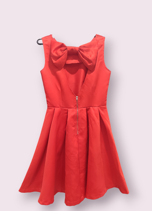 Святкова атласна червона сукня з бантом на спині, розмір s