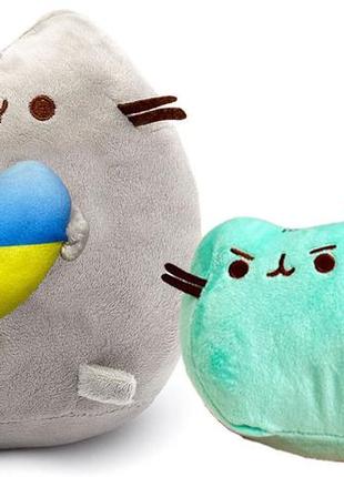 Набір м'яких іграшок пушин кет pusheen cat s&t із серцем 21х25см та дракон 18х15см