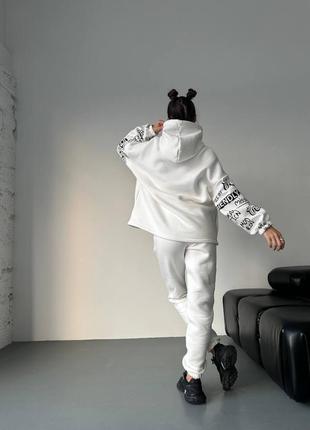 Стильный молодежный теплый спортивный костюм с надписями турецкая трехнить пинь на флисе6 фото