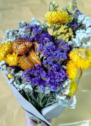 Букет сухоцветов кермек гелихризум2 фото