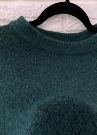 Очень теплый зеленый свитер с добавлением шерсти и мохера hm6 фото