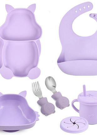 Набір дитячого посуду 2life білка y2 з 7 предметів на прососці фіолетовий v-11309