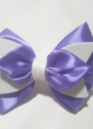 Бант из атласной ленты и фоамирана, сиреневый