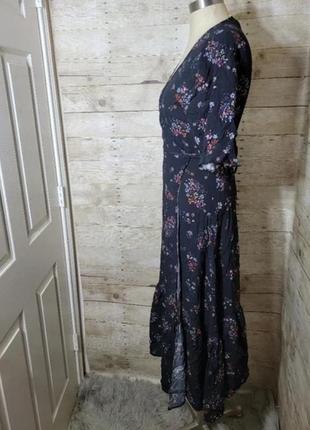 Довга максі сукня халат плаття на запах квітковий принт3 фото