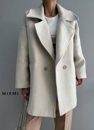 Кашемировое пальто елочка1 фото