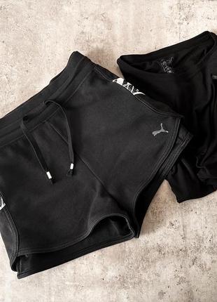 Черные короткие спортивные шорты puma