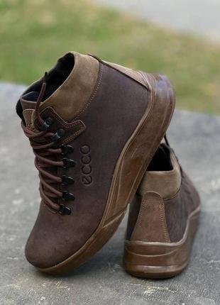 Чоловічі зимові черевики в стилі ecco, мужские кожаные зимние ботинки натуральная кожа8 фото